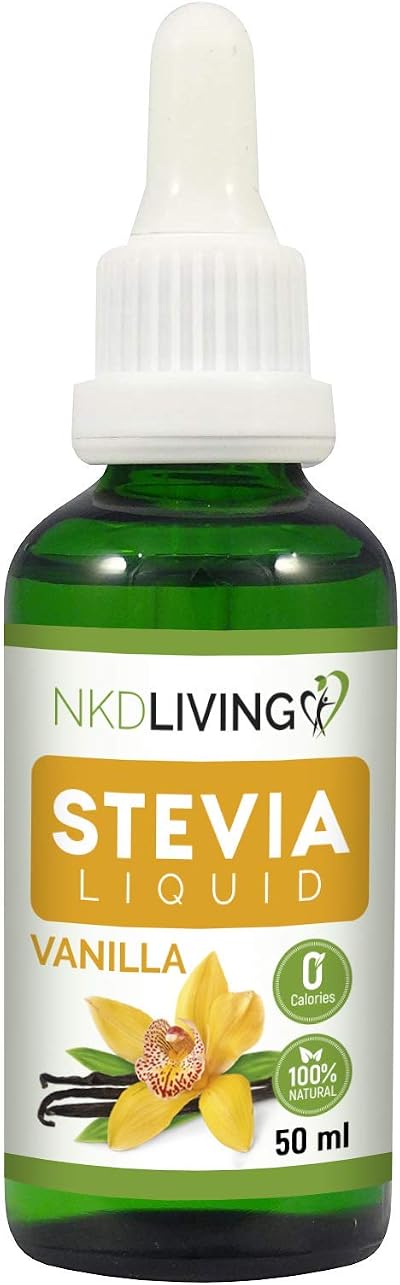 NKD Living Stevia Liquid Drops 50ml Vanilla with Glass Dropper
