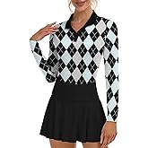 Soneven Womens Golf Shirts Moisture Wicking V Neck Long Sleeve Polo Shirts Collared Tops