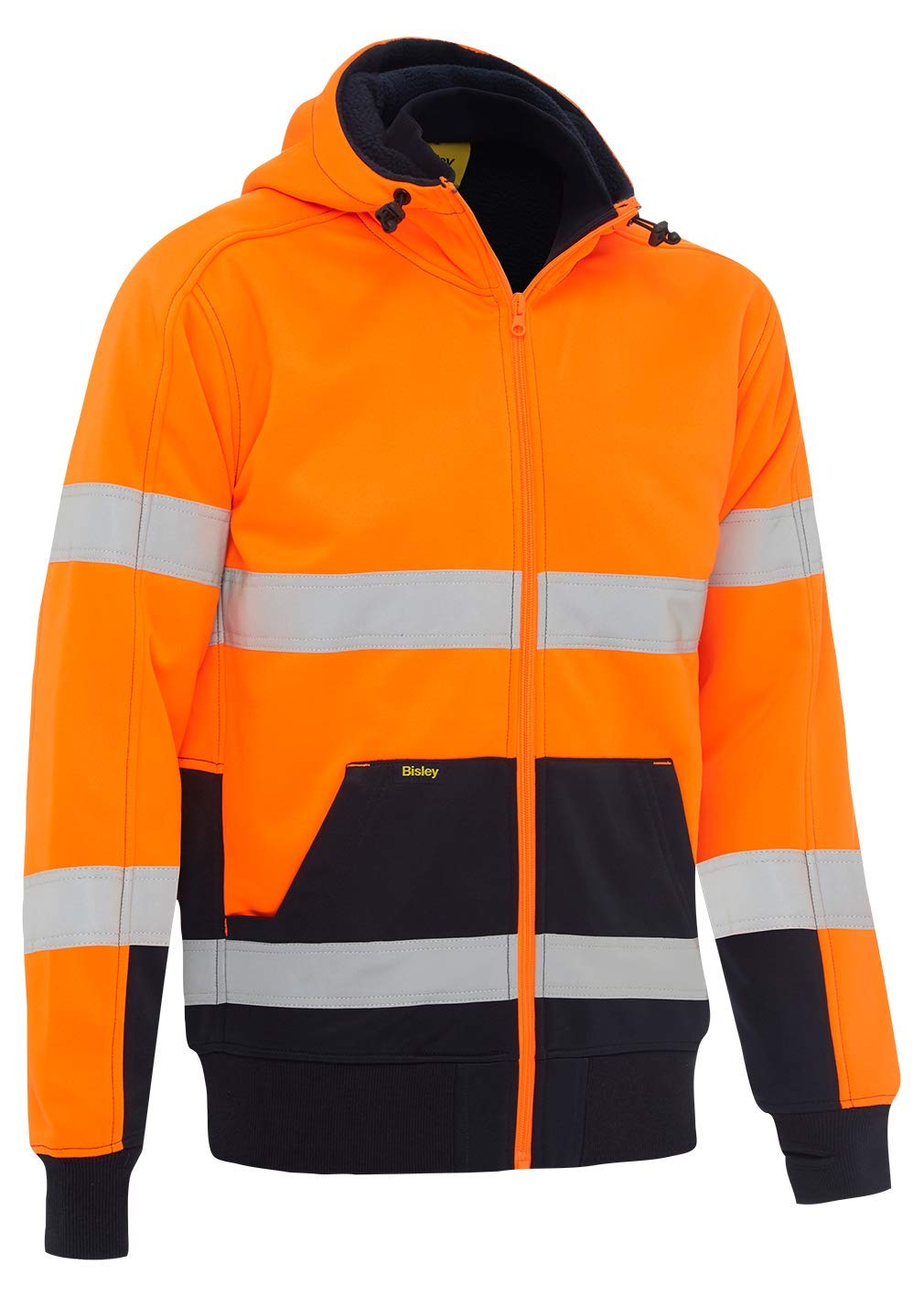 Bisley Workwear UKK6988T_TT05 Taped Hi-Vis Fleece Hoodie with Sherpa Lining 300gsm - Orange/Navy, m