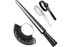 TUNQISM 4Pcs Ring Sizer Measuring Tool Kit, Ring Mandrel Measurer, 27 PCS Measuring Ring Tool, US Ring Size 0-13, UK Ring Sizer A-Z,2 PCS Size 1-17 USA Rings Size