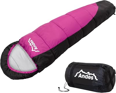Andes Pichu 300 Kids Camping Sleeping Bag 2-3 Season Pink/Black