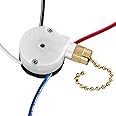 with 4 Pre-Installed Wires Ceiling Fan Switch 3 Speed 4 Wire, ZE-208s Zing Ear E89885 Fan Pull Chain Switch, Brass Chain
