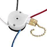 with 4 Pre-Installed Wires Ceiling Fan Switch 3 Speed 4 Wire, ZE-208s Zing Ear E89885 Fan Pull Chain Switch, Brass Chain