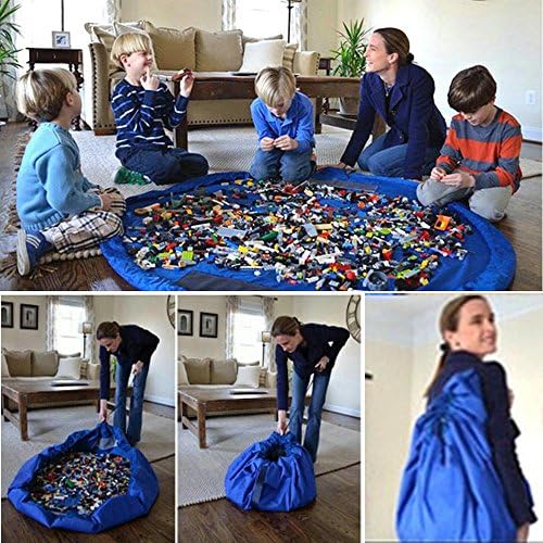 Igoeshopping 60 inch Children Baby Play Mat Toy Storage Bag Organizer,Multi Purpose-portable Outdoor blanket Floor activities mat w/ Quickly swoops into a Toy Organizer shoulder bag for fast cleanup