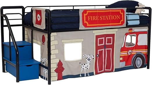 dhp junior twin metal loft bed with storage steps