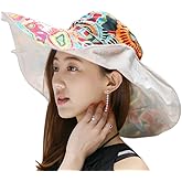 Women's Foldable Floppy Reversible Travel Beach Sun Visor Hat Wide Brim UPF 50+