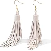 Leather Layered Tassel Earrings Boho - Lightweight Genuine Leather Fringe Earrings Dangle, Handmade Western Earrings for Women Cowgirl