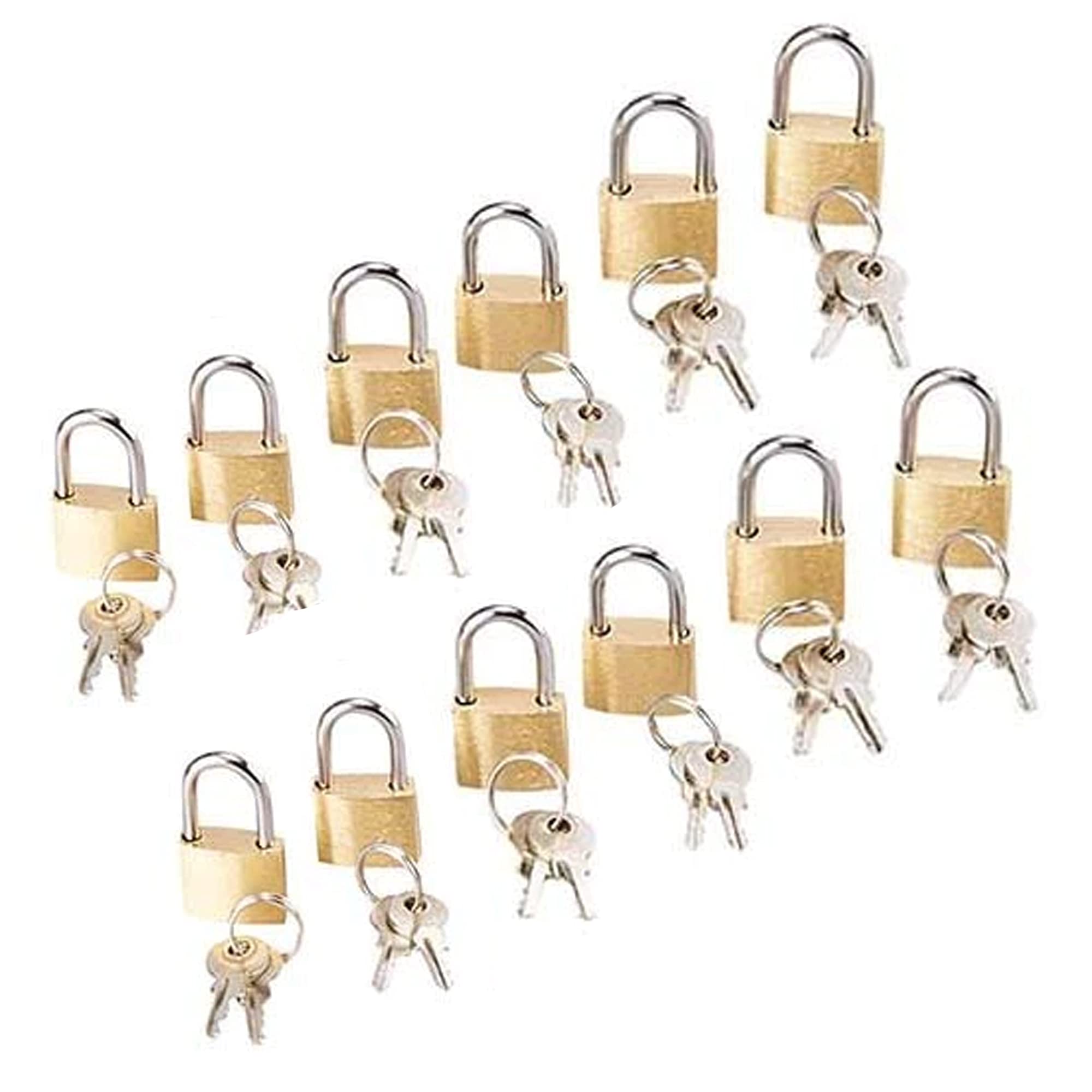 12 x Brass Padlock Security Locker Lock 2 Keys 20mm 25mm 30mm Heavy Duty Small