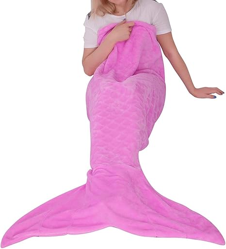 Amazon Com Softan Mermaid Tail Blanket For Teens Adults Plush Soft Flannel Fleece All Seasons Sleeping Blanket Bag Plain Fish Scale Design Snuggle Blanket Best Gifts For Women 25 60 Kitchen Dining