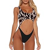 Sovoyontee Women's Sexy One Piece Swimsuits Cheeky Thong Bikini Bathing Suit