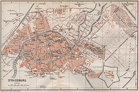 Amazon Com Strasbourg Town City Plan De La Ville Strassburg Bas Rhin Carte 18 Old Map Antique Map Vintage Map Bas Rhin Map S Posters Prints