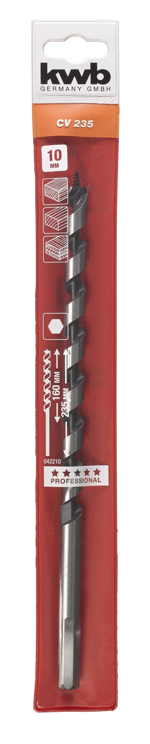 kwb 10.0mm Snake Drill Bit for Precise Woodworking, Self-Starting Thread, Industry Grade Quality — image 1