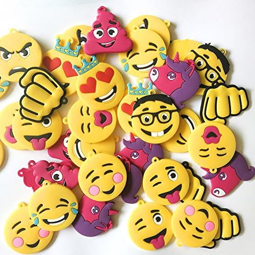 Emoji Novelty Toy Charms for Friendship Bracelet Jewelry Making, Necklace, Keychains, 50pcs Assorted, No Connectors Included
