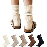 HOMSSEM Ribbed Socks Women Cozy Socks – 5 Pair Cute Womens Crew Socks