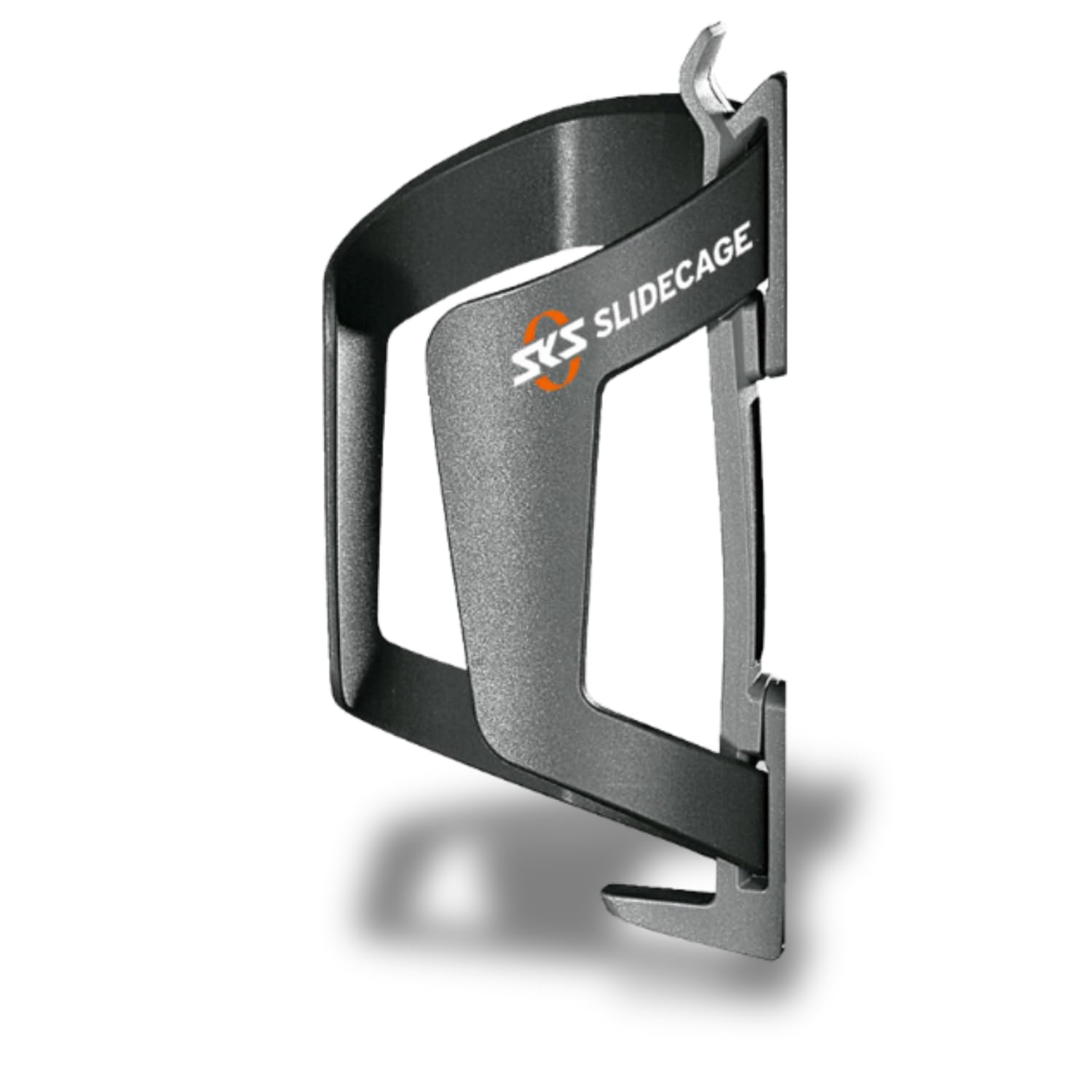 SKS GERMANY SLIDECAGE bottle cage for bikes (drink holder for left- & right-handers, allows removing the bottle from the top & the side, for frames with little space in the frame triangle), Black