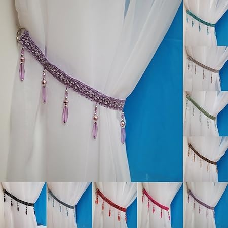 John Aird Crystal Beaded Curtain Tie Back Lilac Amazon Co Uk