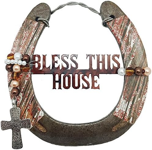 Bless This House Rustic Handmade Iron Horseshoe Decorative Home Wall Accent