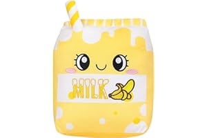 Ditucu Cute Banana Milk Plush Pillow Fruit Stuffed Animal Toys Kawaii Plushie Cartoon Soft Doll Home Hugging Gifts for Kids Yellow 9.8 inch