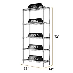 SINGAYE 5-Shelf Adjustable, Heavy Duty Storage
