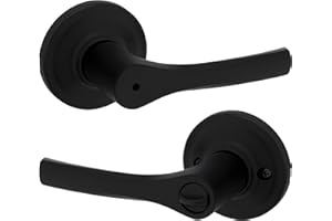 Weiser Henley Matte Black Door Handle, Reversible Privacy Lever, Interior Door Handles for Bedroom and Bathroom Doors, Keyles