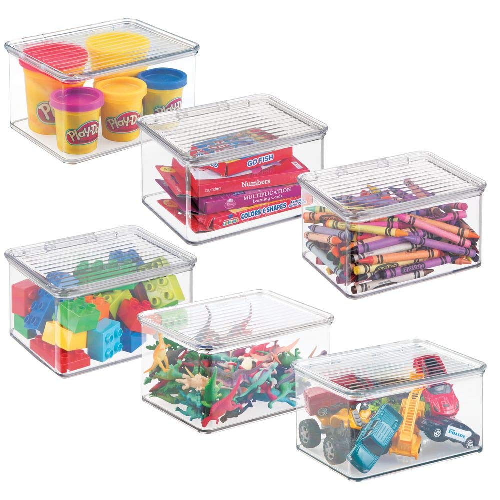 mDesign Toy Storage Storage Box with Lid for Children'S Room Toys Storage on the Shelf or
