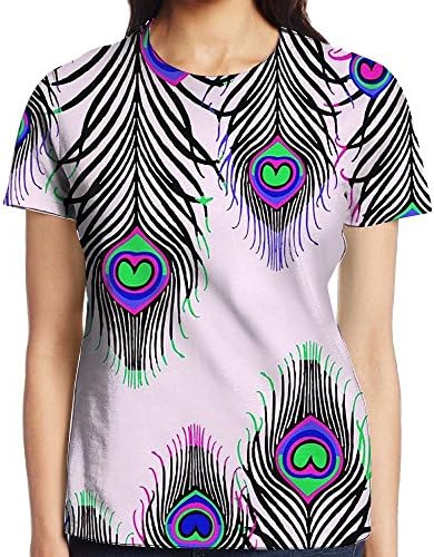 Womens Grace Pink Peacock 3D Printed Duplex T-shirt Creative Design Short Sleeve Tops Round Neck Tee Casual Baseball Tshirts