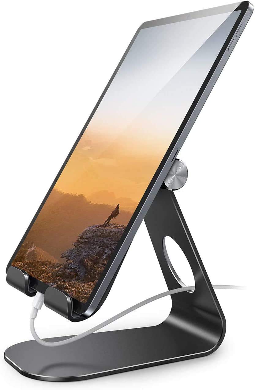 Mobile Stuff Tablet Stand, Adjustable Tablet Holder - Full Aluminum Desktop Stand Dock Compatible with New iPad 2020 Pro 9.7, 10.5, 12.9, Air mini 2 3 4, Switch, Samsung Tab, other Tablets (Black)