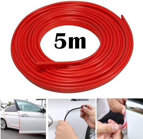 Amazon Ctricalver 車のドアエッジプロテクター 5 M車のエッジトリムラバーシールプロテクターu字型車の保護ドアエッジガード フィットほとんどの車 赤 モール 車 バイク