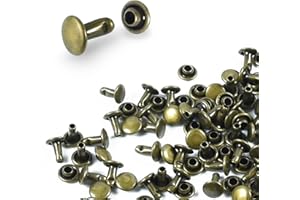 COOBIGO 200Sets Leather Rivets, 6mm Double Cap Rivets Tubular Metal Studs Leather Rivets for Fabric Pet Collar Clothing Boots Belt Bags Accessories Crafts (6mm Bronze)