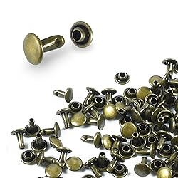 200Sets Leather Rivets, 6mm Double Cap Rivets