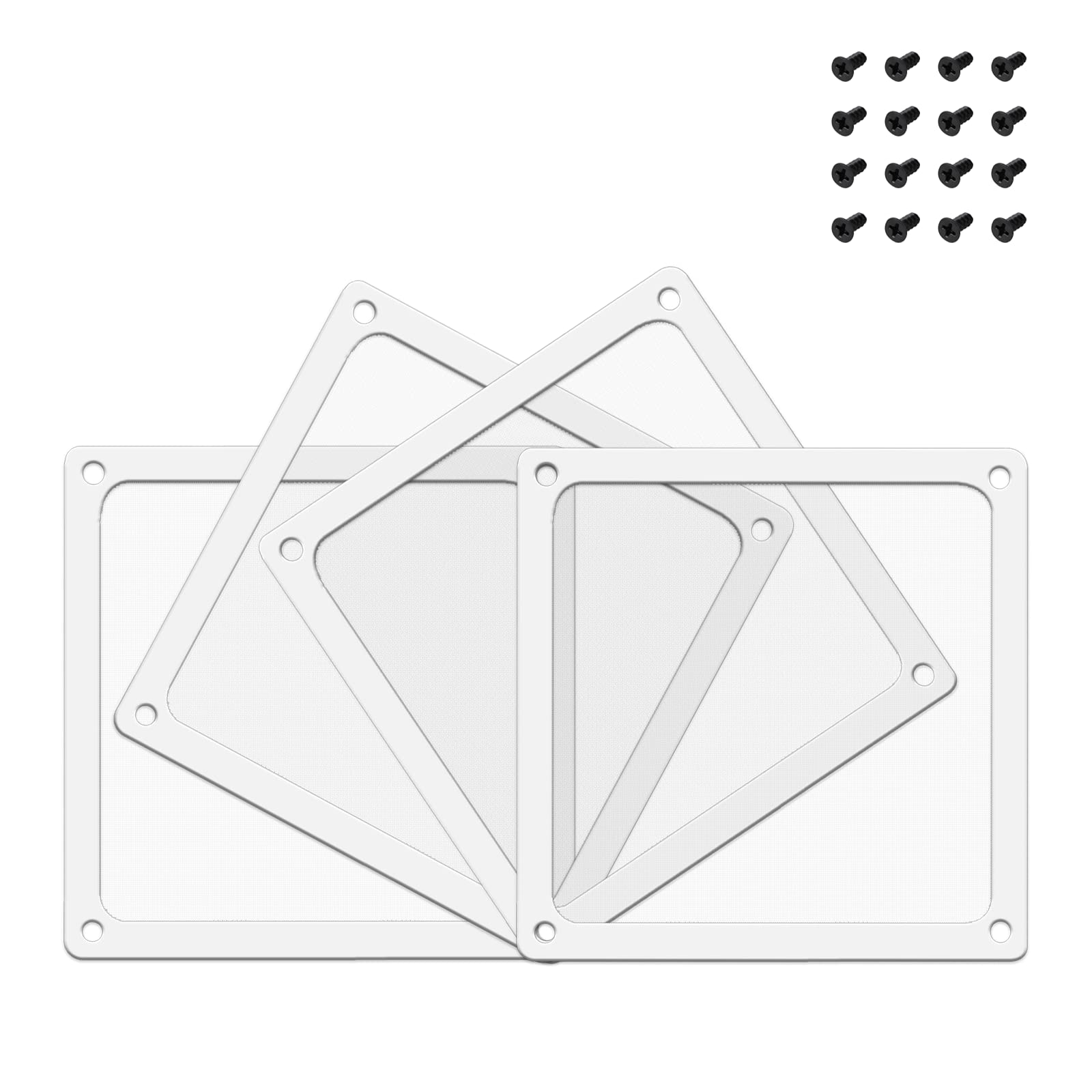 BRIEFCEC Dust Filter 140mm with Screws for Computer Cooler Fan/PSU/Routers NYLON 80 Mesh, Magnetic Frame PC Fan Dust Mesh PC Cooler Filter Dustproof Grills (NYLON, 4Pack, White)