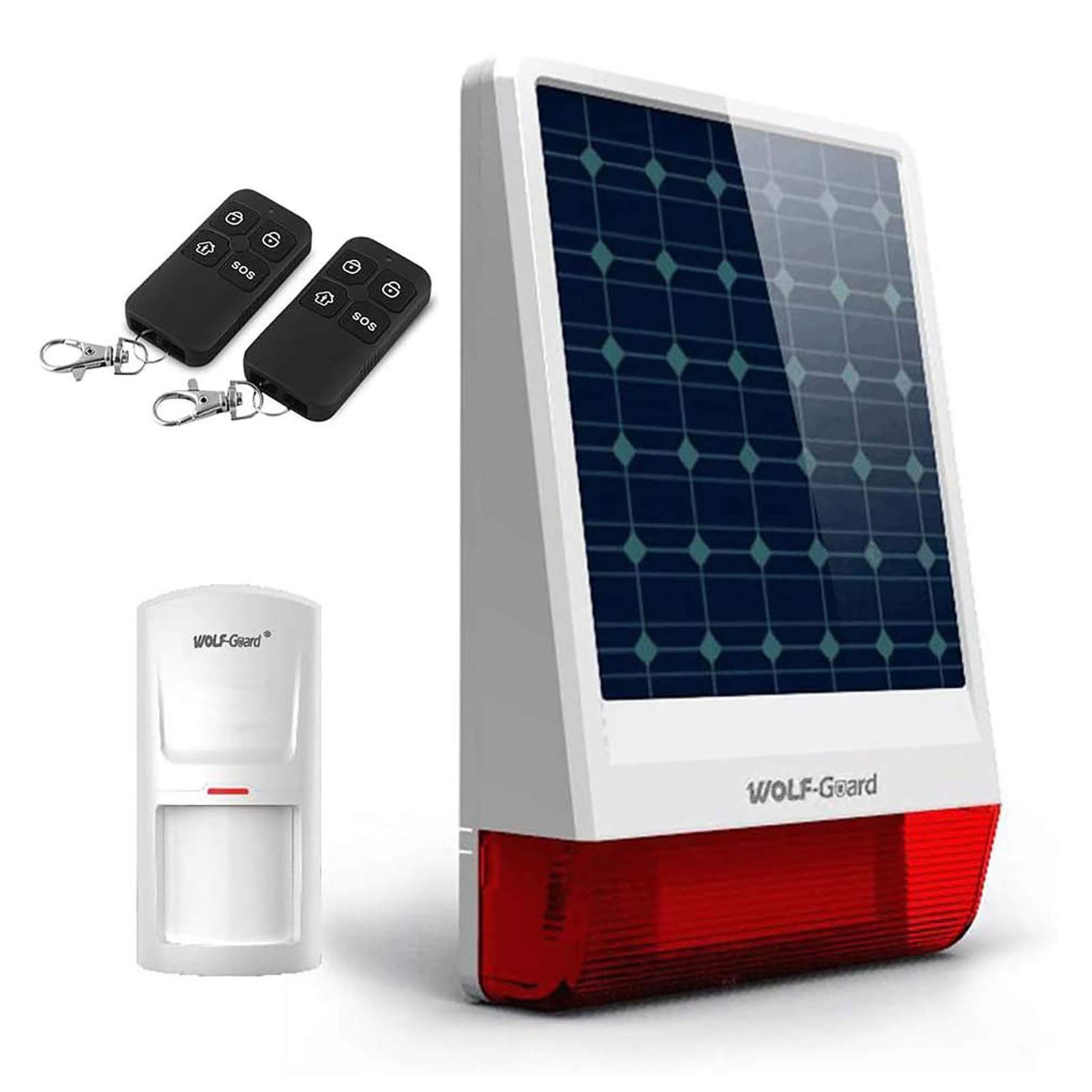 Wolf Guard DIY Home Alarm System 120db Wireless Outdoor Solar Siren