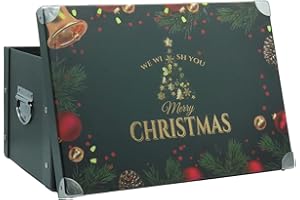 GUOZI Collapsible Storage Box, Decorative Memory Box with Lid & Metal Reinforced Corners, Cardboard File Bin with Handles, Organizer Gift Box for Keepsake Toy Photos Office Nursery Wardrobe Bookshelf