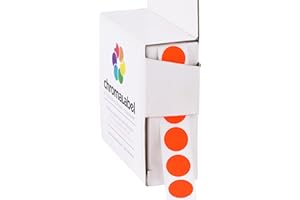 ChromaLabel 1/2 Inch Round Colored Stickers, High Visibility Permanent Sticky Dots Color Coding Label, Easy to Write On Labels - 1000 Dot Labels per Dispenser Box, Matte Finish Fluorescent Red-Orange