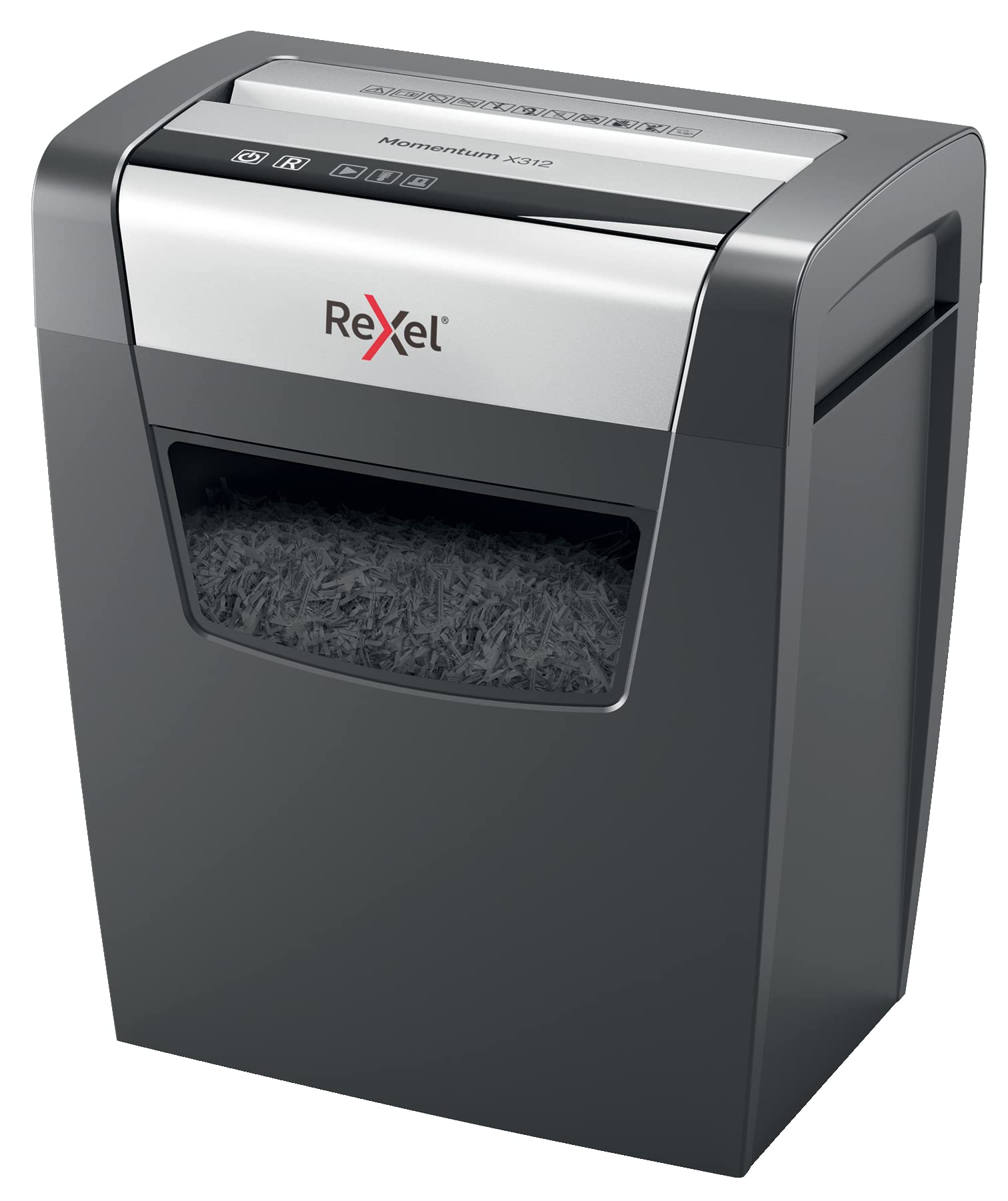 Rexel Momentum X312 Cross Cut Paper Shredder, Shreds 13-12 Sheets (70-80 gsm), 23 Litre Bin, Black, 2104572