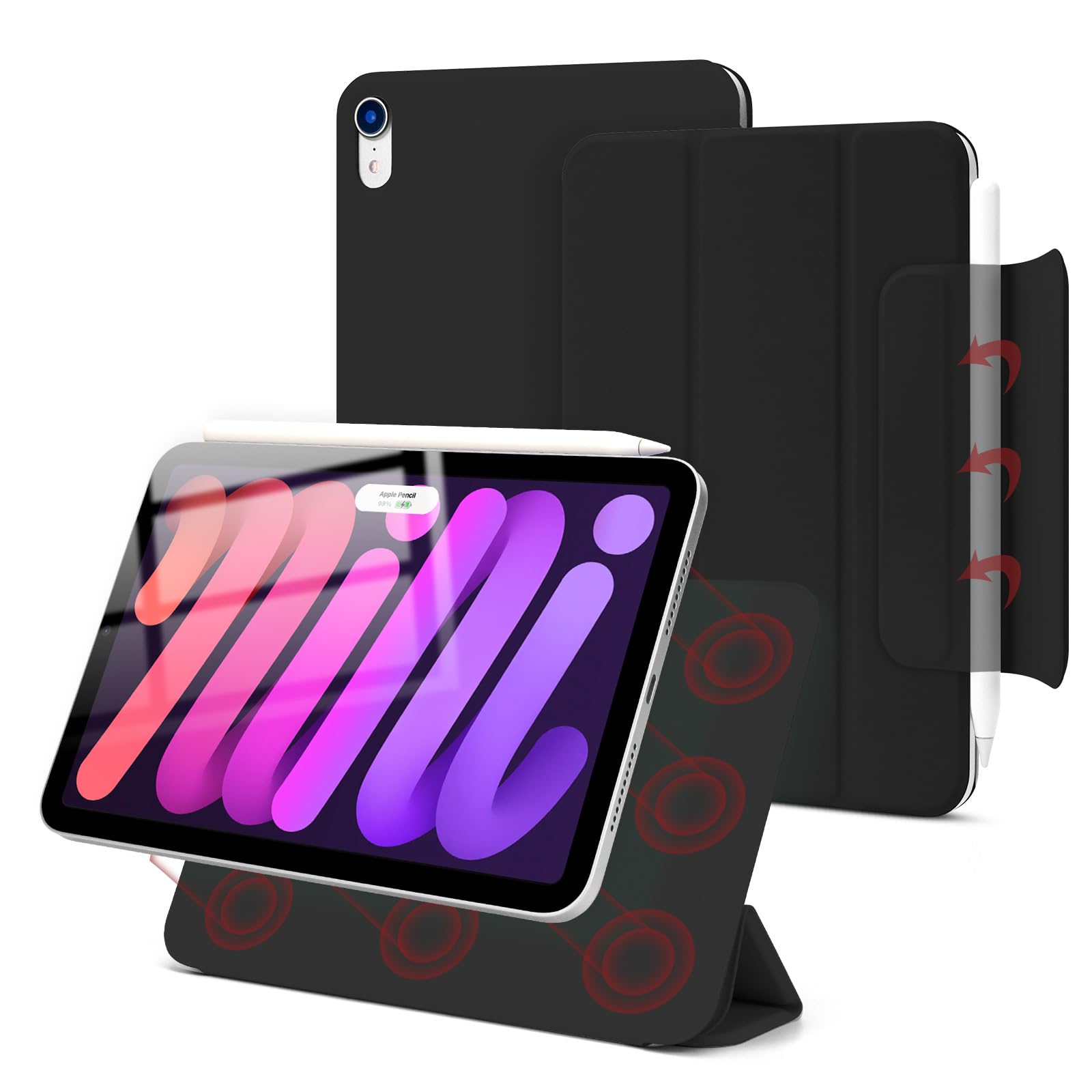 Photo 1 of Dwopar Magnetic Case for iPad mini 7 A17 Pro, Slim Smart Folio for iPad mini 7th/6th Generation 8.3 Inch 2024/2021 Model, Lightweight Trifold Stand, Auto Sleep/Wake, Support Pencil Pro, Black
