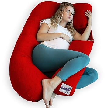 Blue Horse Microfiber Solid Modern U Shape Maternity/Pregnancy Pillow for Pregnant Women - Pack of 1 (Red)