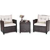 Tangkula 3 Pieces Patio Furniture Set, PE Rattan