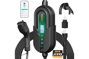 ROMAA Level 1 and Level 2 Portable EV Charger J1772 16 Amp Charging Cable - Dual Voltage 120V 240V Home EV Charging Station, 3.8 kW, Adjustable 8 to 16A, ETL Listed, FCC Part 15, NEMA Type 4, 25 ft Cable