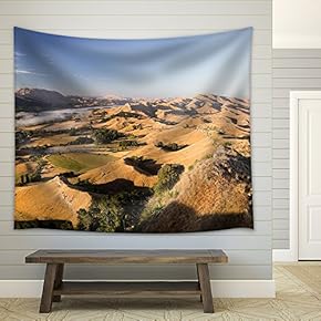 Landscape of Desert Hill with Oasis Under Sky - Fabric Wall Tapestry Home Decor - 51x60 inches