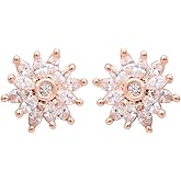 I Jewels Rose Gold Plated Cubic Zirconia CZ and Diamond Fashionable Look Stud Earrings For Women (E3275RG)
