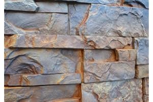 BETONEX 5 pcs ABS 2mm Flagstone Limestone Plastic Cement Molds Cement Wall Mould Concrete Tile Brick DIY Forms - De Pared Moldes para Cemento Rock Molds for Concrete Prensa para Pared