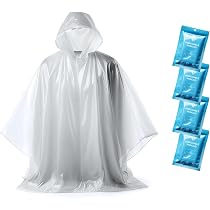 Clear Harbour Family Pack Rain Ponchos – 10 Disposable Ponchos, 30% Thicker, Drawstring Hood, Assorted Colors - View #3