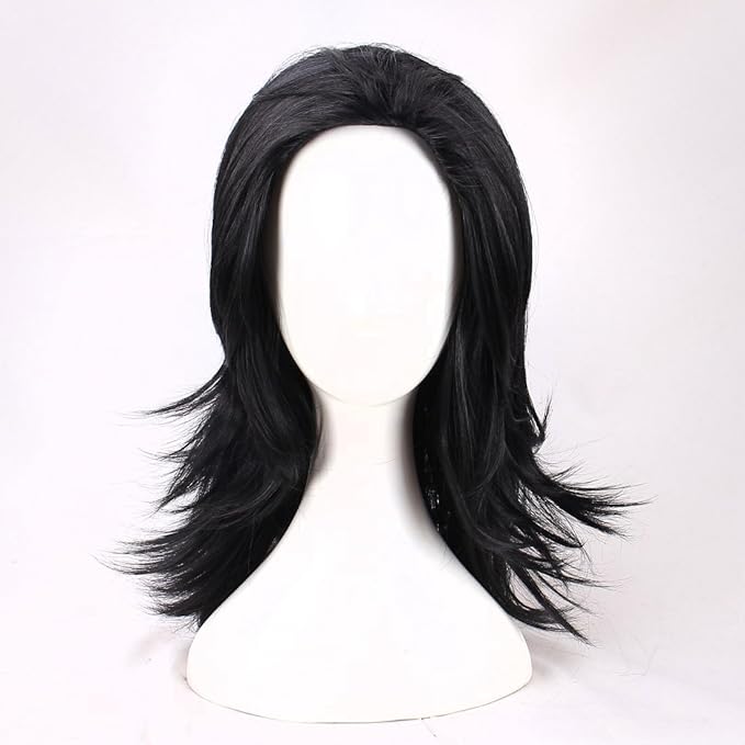 Man's Long Black Cosplay Wig Halloween Wig for Movie Beauty