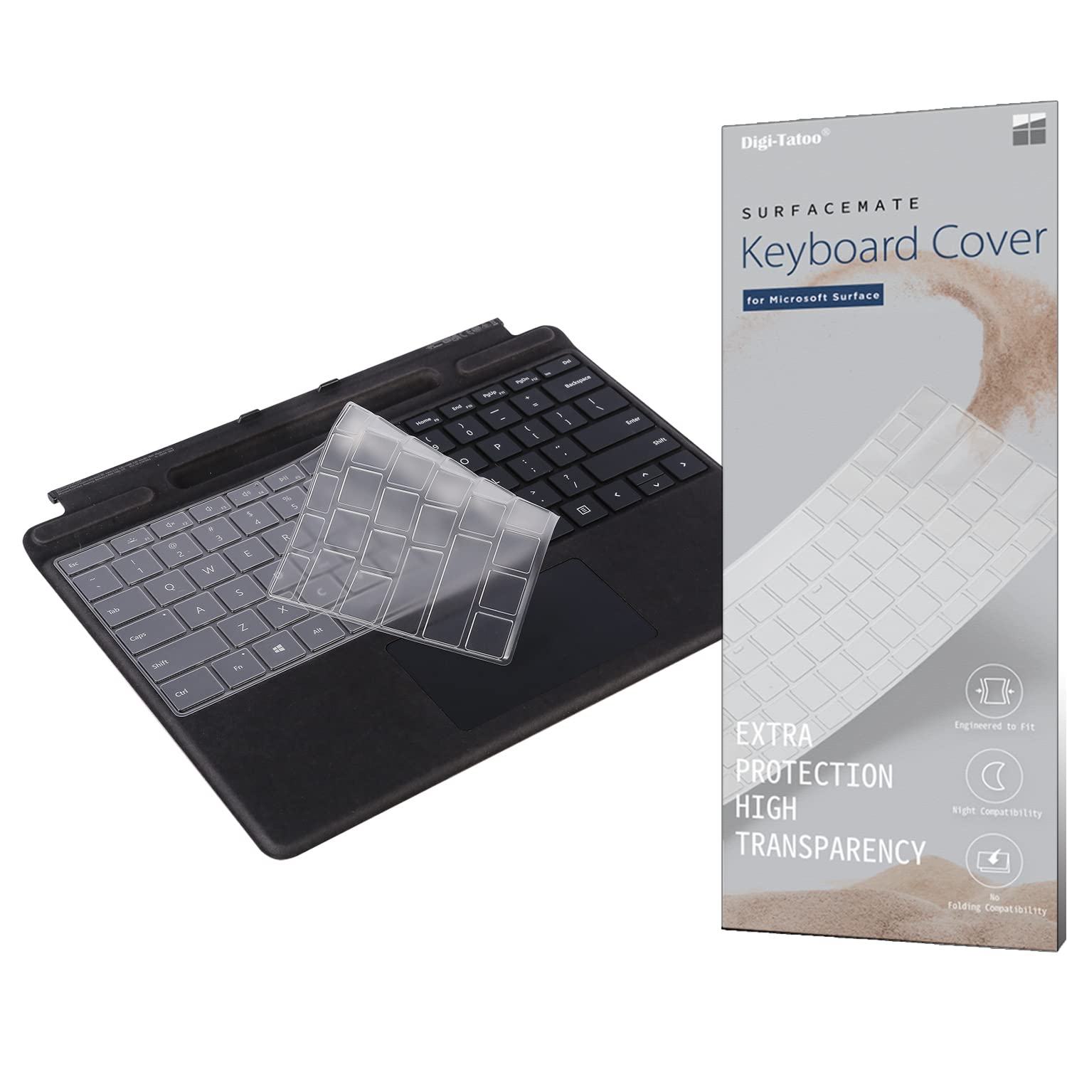 Photo 1 of [Not for Pro 12"/ Flex] Keyboard Cover Protector for Surface Pro 13-inch Keyboard (Surface Pro 11th Edition/Pro 9/8/ X Compatible) - US English Layout, Ultra Thin TPU Skin Film