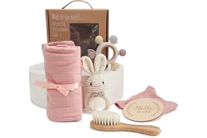 EERKEOD Baby Gift Set for Newborn New Baby Gift Set - Newborn Baby Essentials Baby Bath Set with Baby Blanket Baby Rattle - New Born Baby Girls Gift & Baby Boy Gifts for Baby Shower