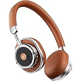 iKF Rona Retro Classic Active Noise Cancelling Wireless Headphones, Bluetooth On Ear Headset with Mic,75H Playback, Metal Vintage Design,3D Movie Sound,Wired,for Small Heads & Teens (Brown)
