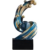 XYQXYQ Modern Abstract Decorative Wave Statue, Blue Abstract Art Home Decor,Crystal Ball Art Wave Resin Sculpture, Office Desk Stand, Dining Table Center Decorative Aesthetics(B,Blue)