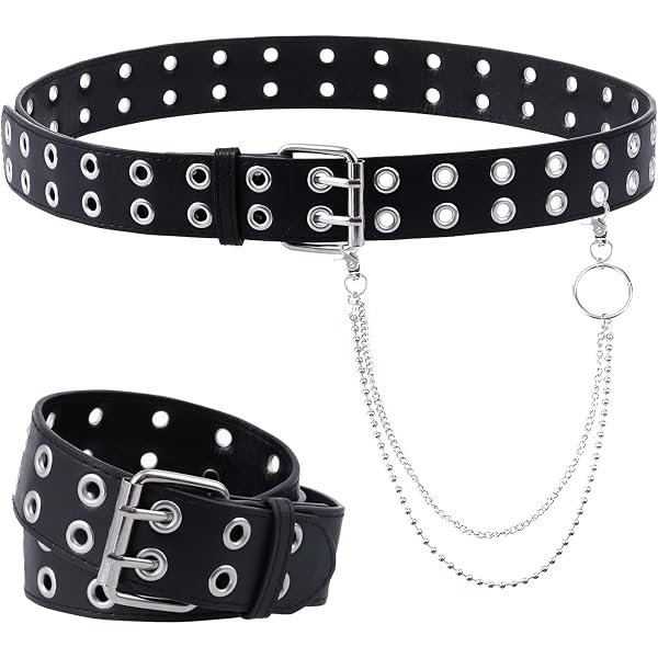 INOGIH Double-Grommet-Belt Leather Punk-Waist-Belt with  display picture 3