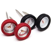 GrillPro 11381 4-Piece Min Meat Thermometers with Bezel , Black